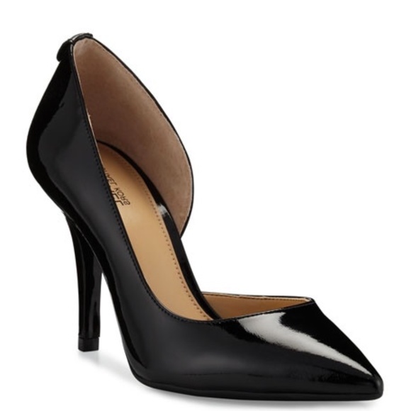 Michael Kors Nathalie Black Patent Leather d'Orsay Pumps Stiletto Heels Shoes 10 - Picture 3 of 11